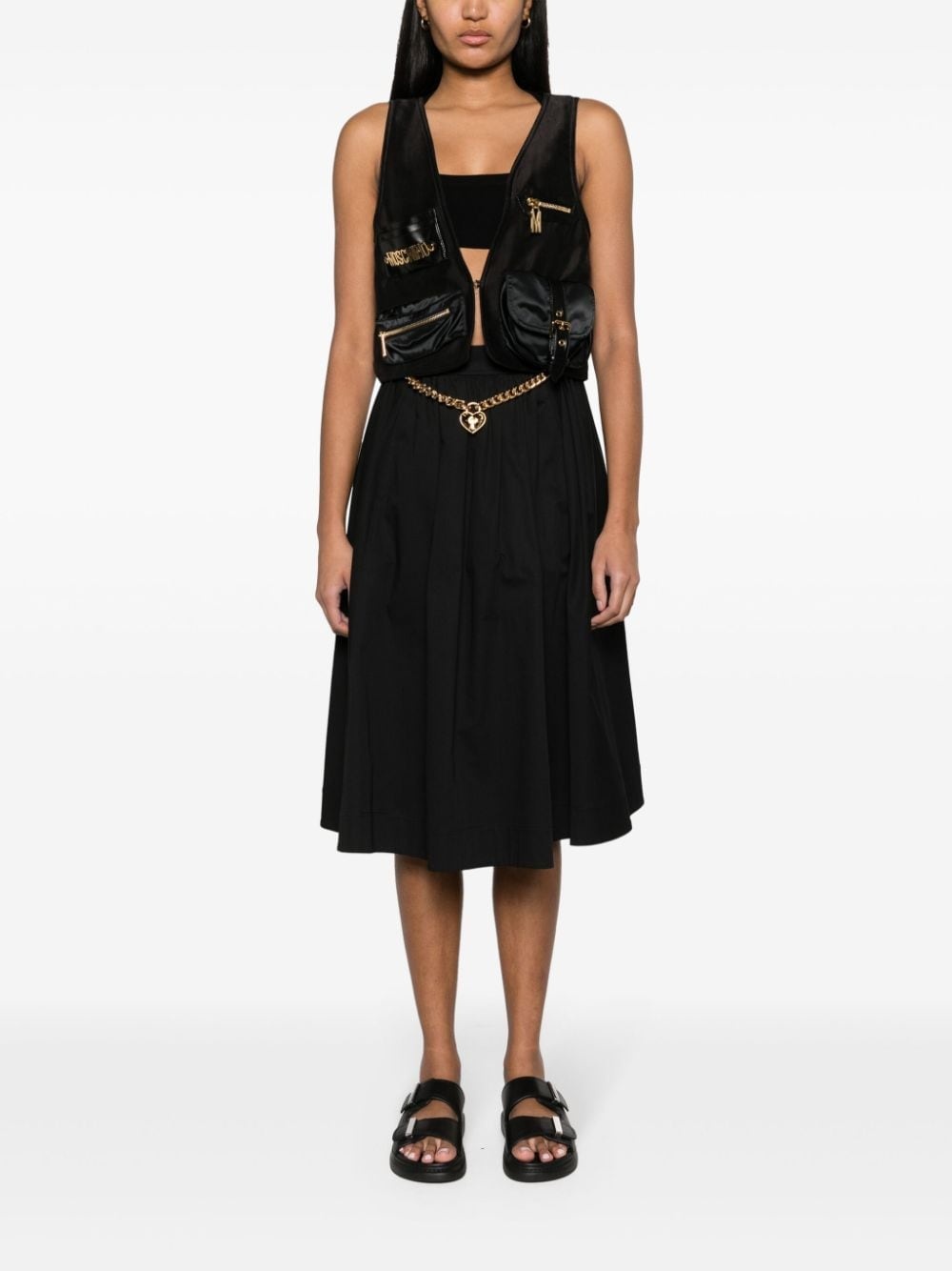 heart-charm ruched midi skirt - 2