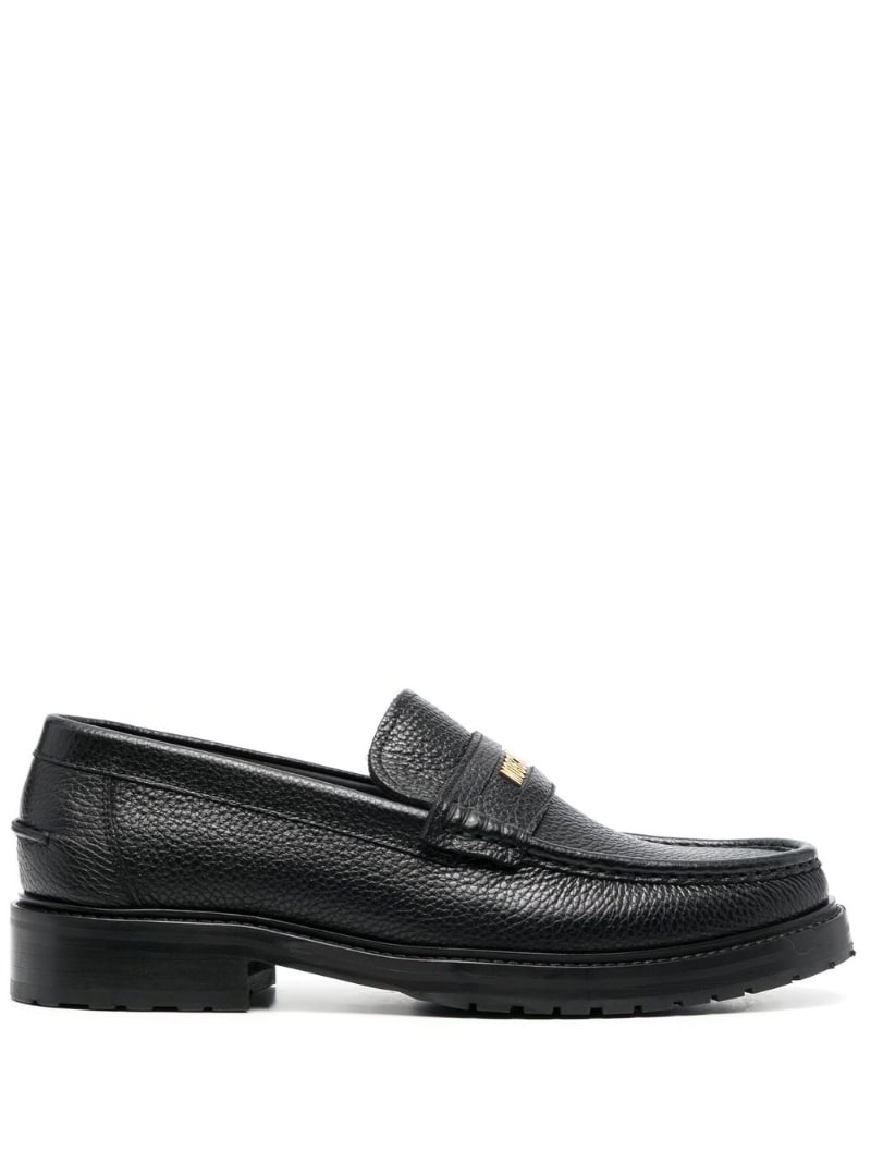 logo-plaque leather loafers - 1