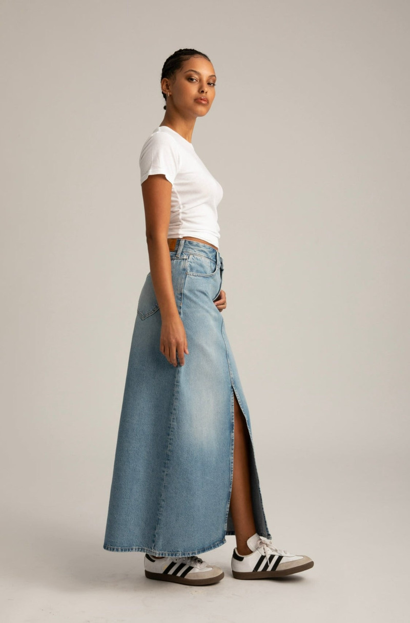 SPRWMN PARADIS LONG DENIM SLIT SKIRT outlook