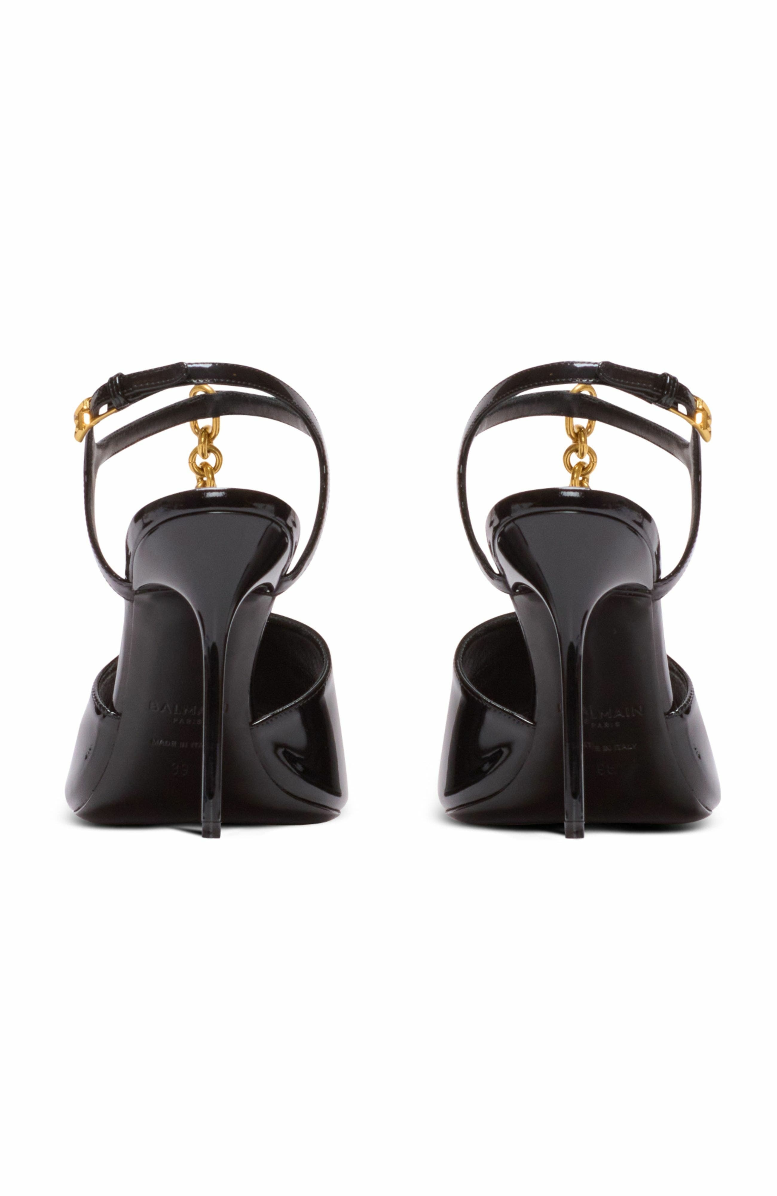 Balmain Sync patent leather sandals with heel in Black at Nordstrom - 3