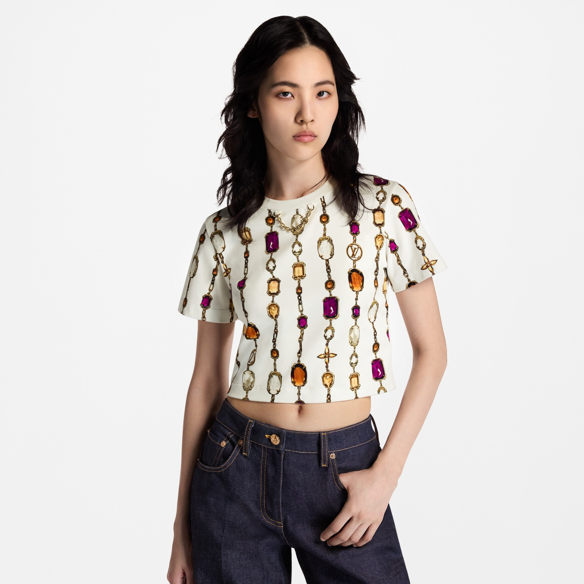 Necklace Print Crop Top - 4
