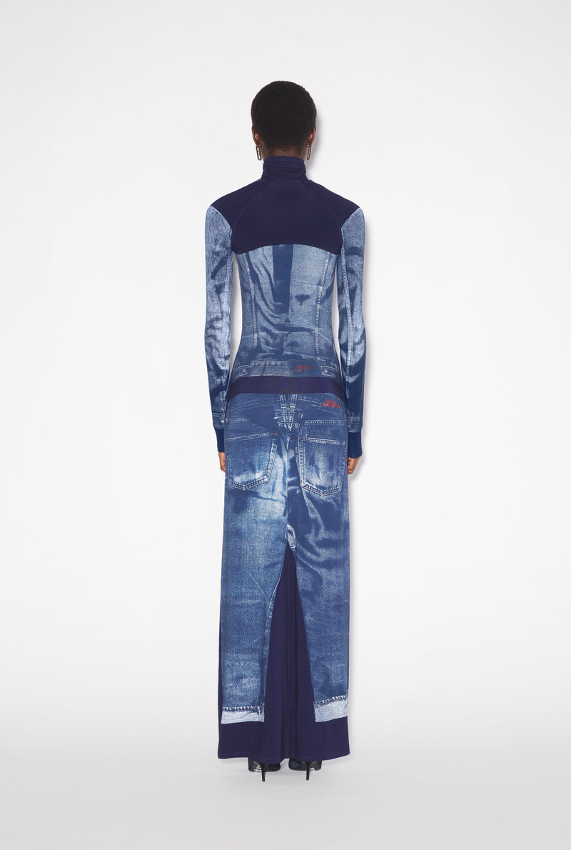 Jean Paul Gaultier THE LONG BLUE DENIM TROMPE L’OEIL DRESS outlook