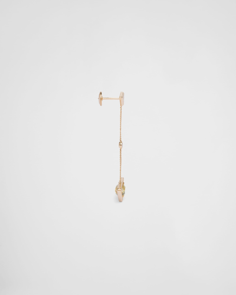 Eternal Gold drop earrings in yellow gold with diamonds and green quartz 4