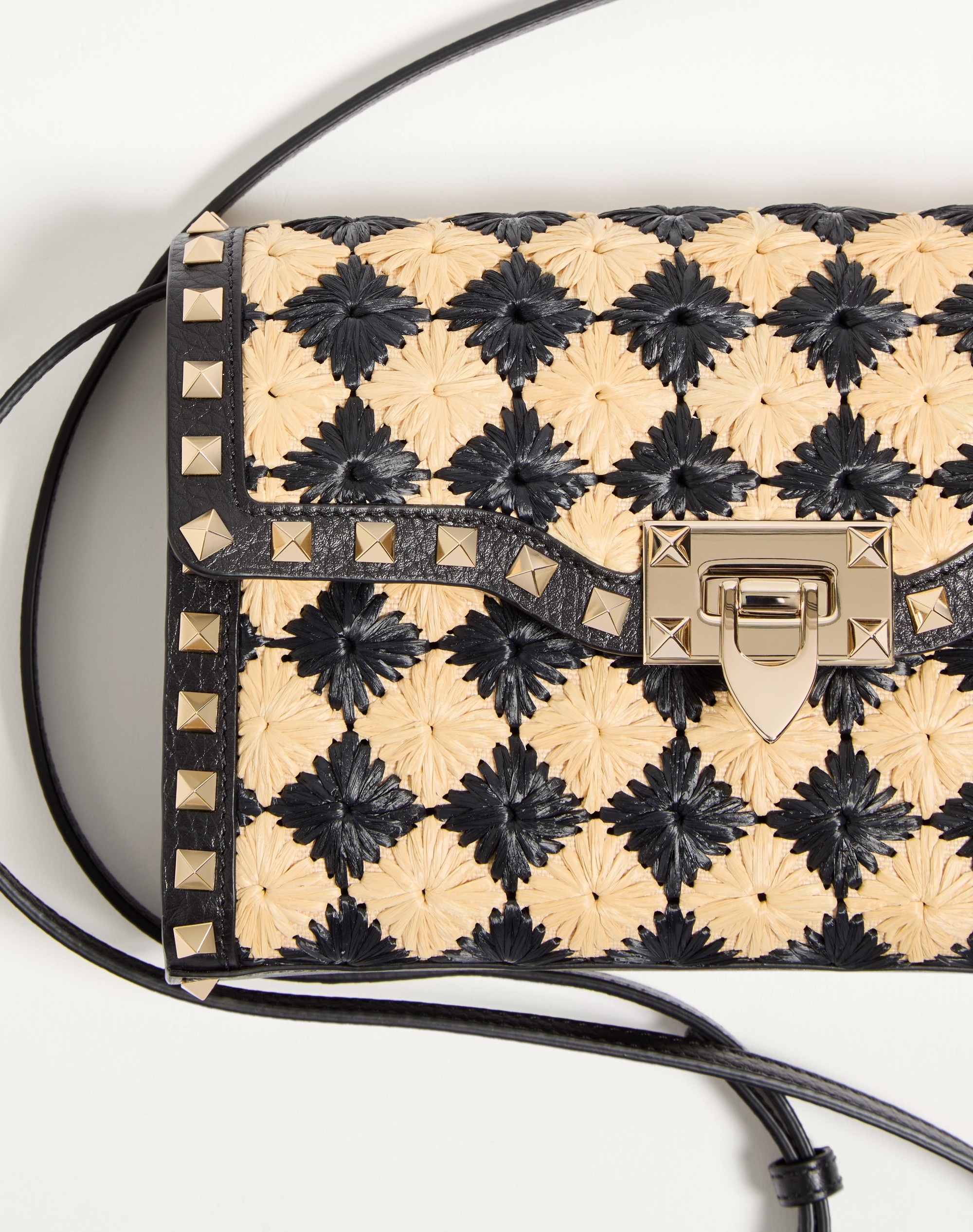 VALENTINO GARAVANI ROCKSTUD SMALL SHOULDER BAG IN EMBROIDERED SYNTHETIC RAFFIA - 6