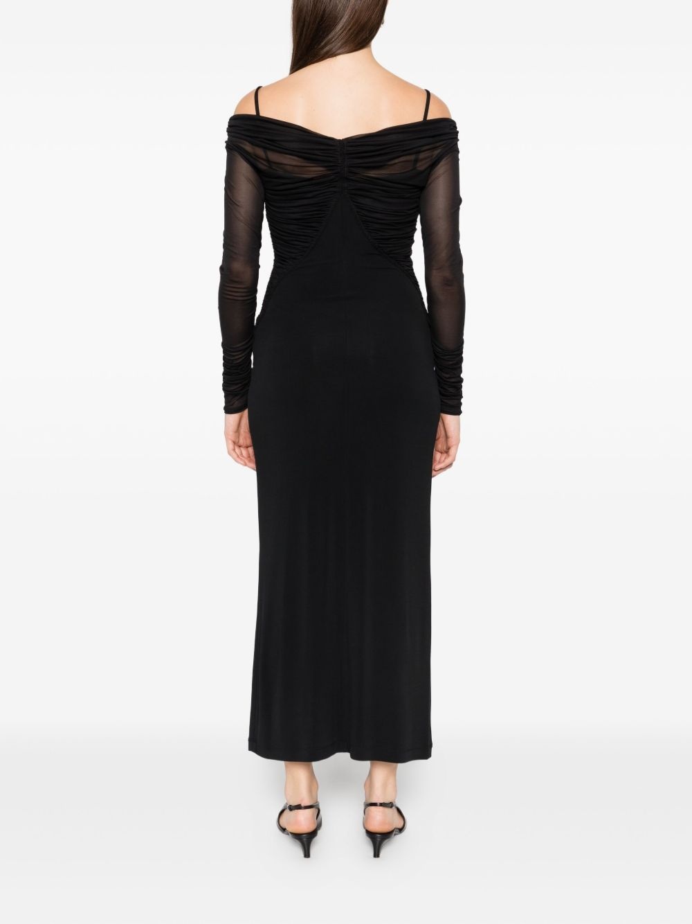 off-shoulder draped dress - 4