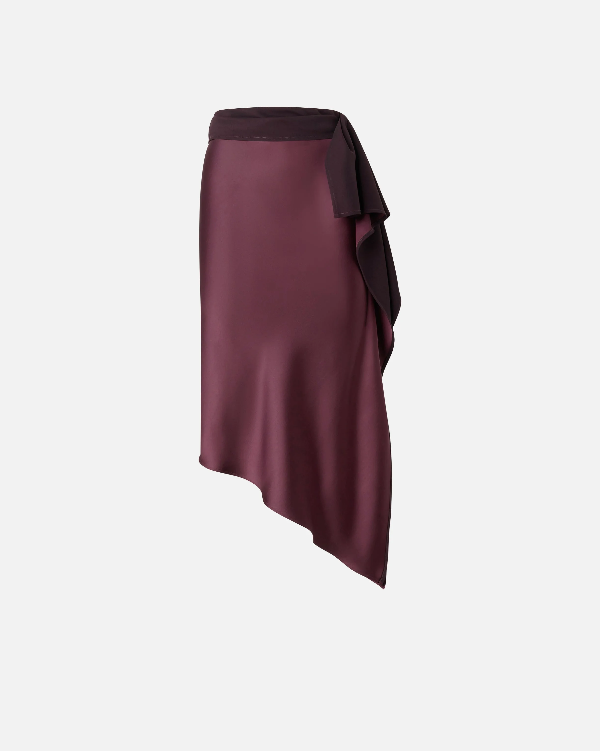 ASYMMETRIC PENCIL SKIRT IN SATIN - 1