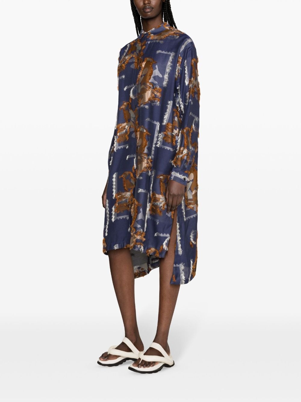 Tape bird-pattern midi dress - 3