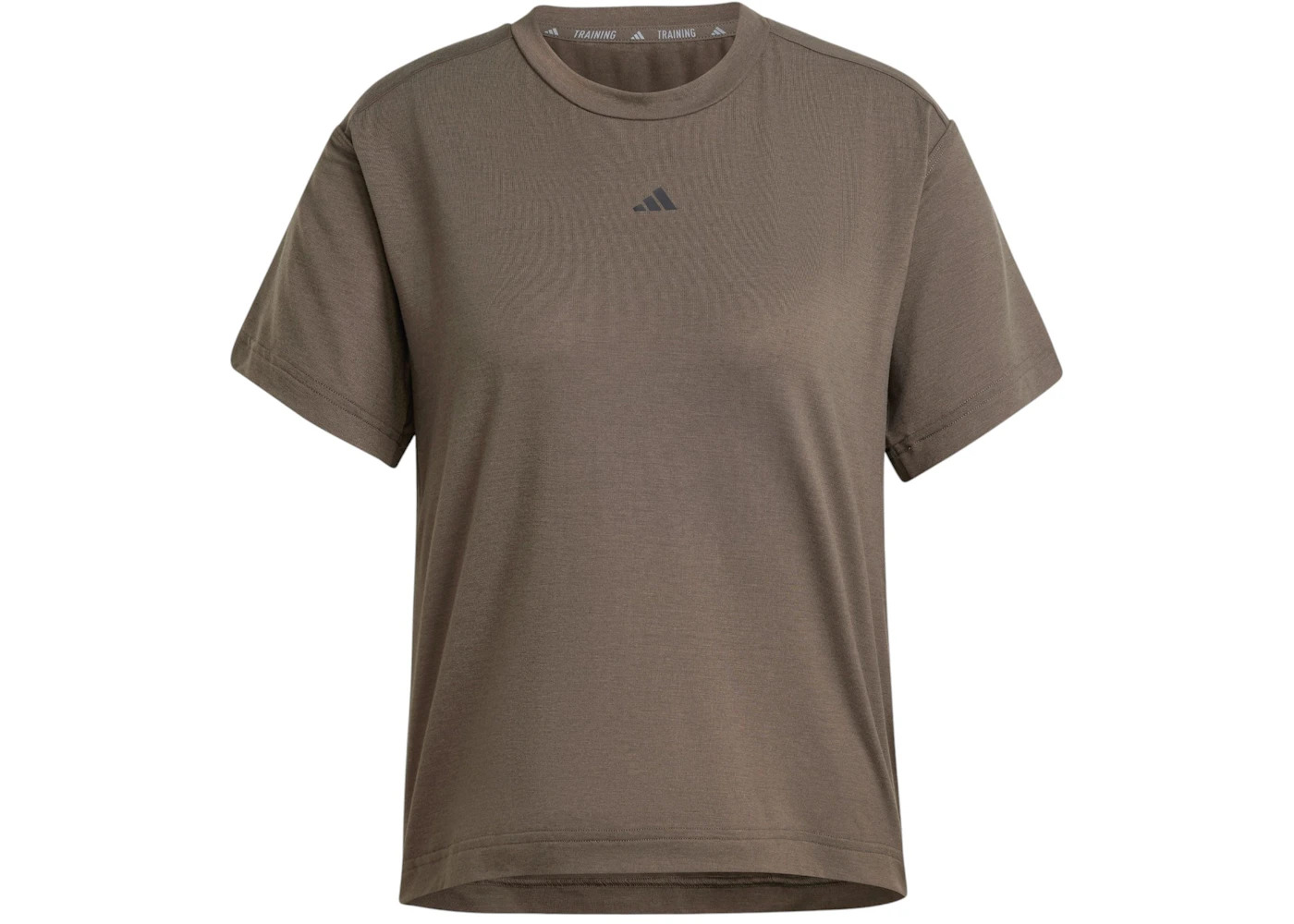 adidas Women's Power Back-Cutout 3-Stripes T-Shirt Shadow Olive - 1