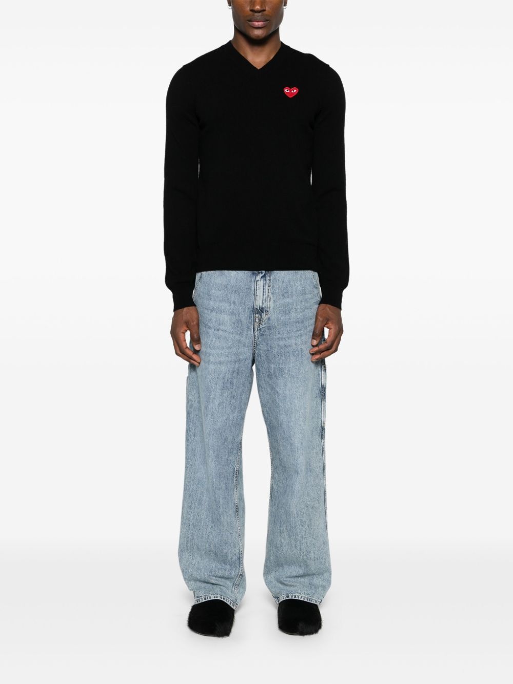 Heart-patch wool jumper - 3