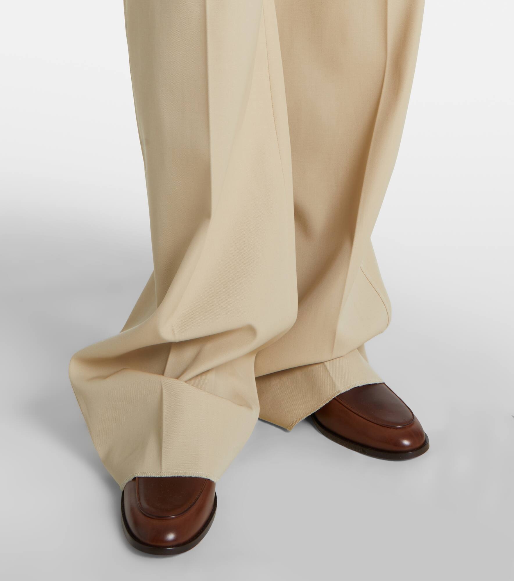 Wool and cotton wide-leg pants - 4