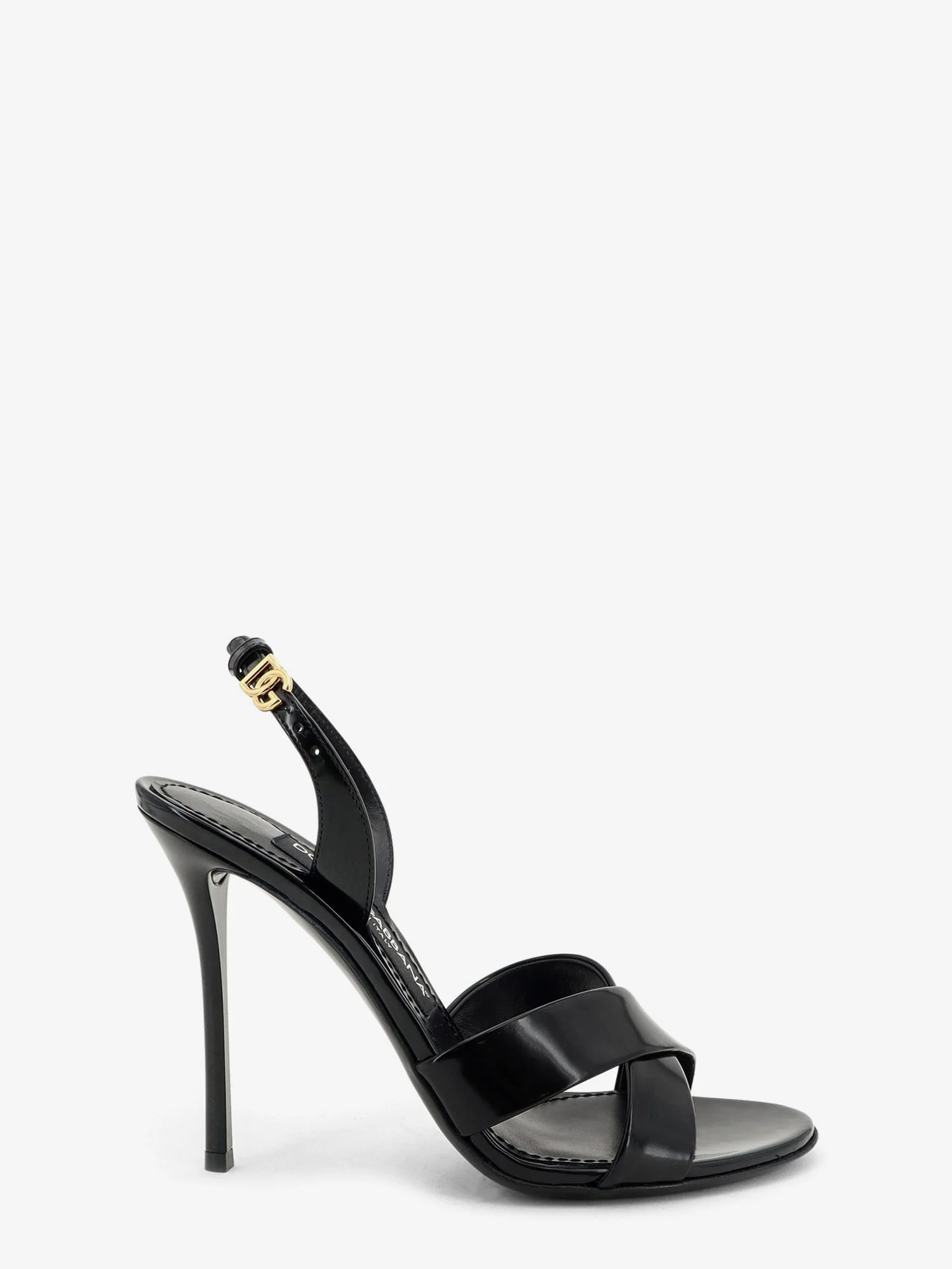 Dolce & Gabbana Keira Shiny Calfskin Leather Sandals Black - 1