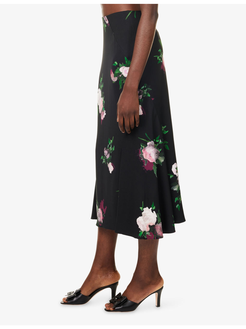 Floral A-Line Stretch-Woven Midi Skirt - 3