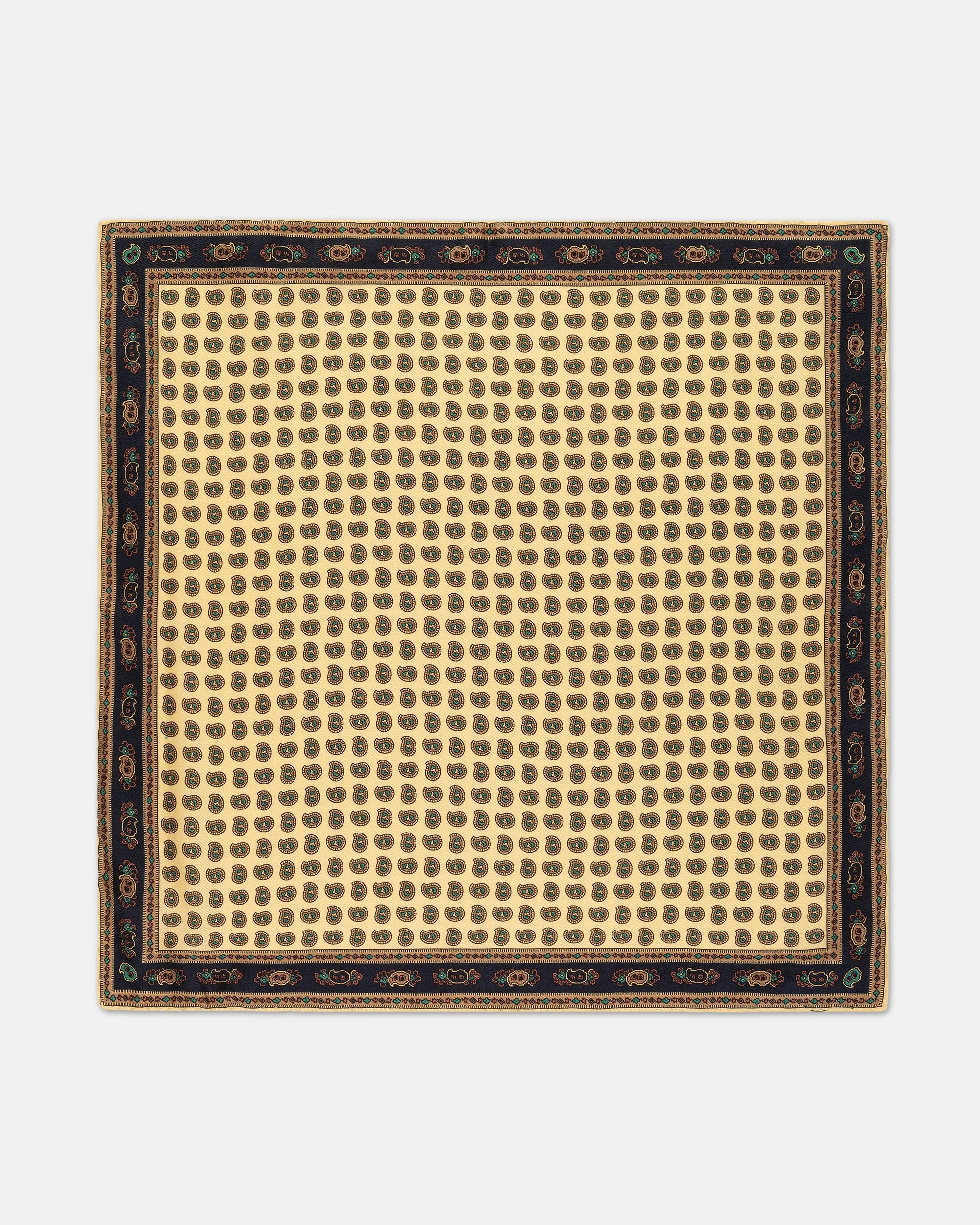 MADE-IN-USA LIGHT YELLOW PINE SILK POCKET SQUARE - 1