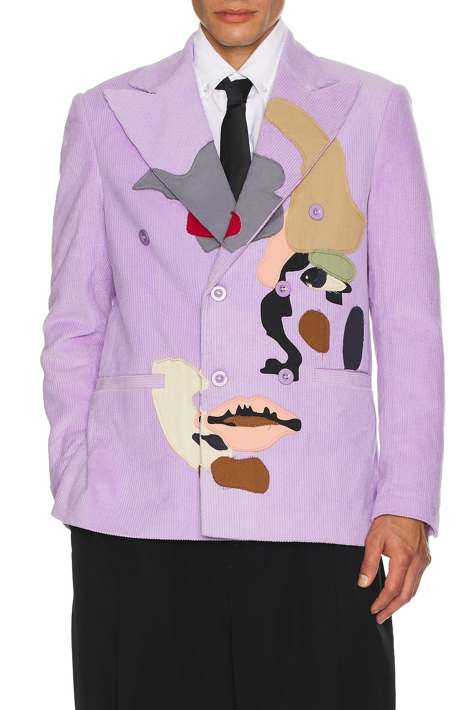 Patchwork Face Corduroy Suit Top - 4