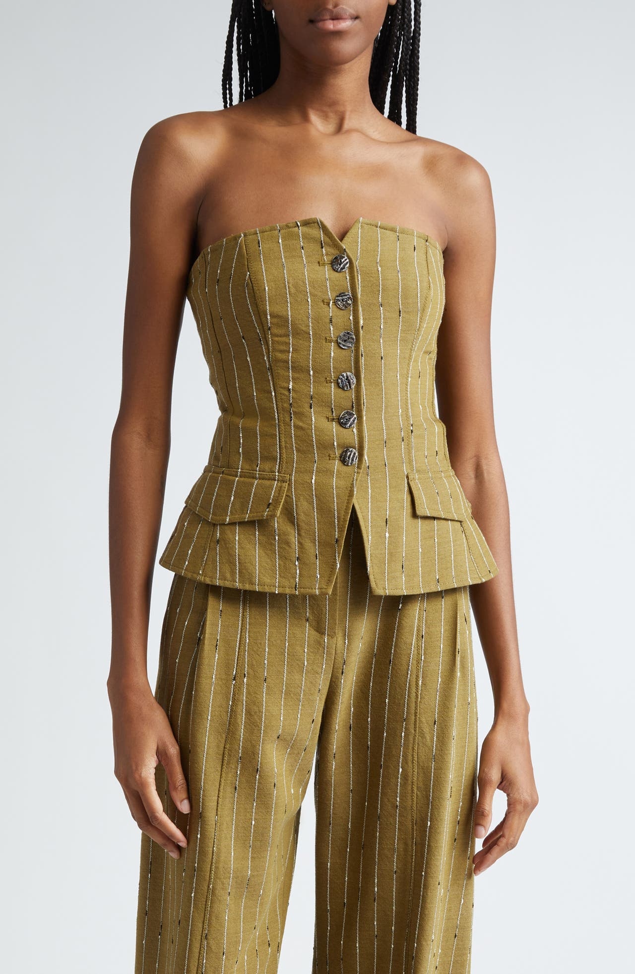 ULLA JOHNSON Ulla Johnson Noemie Textured Stripe Strapless Wool