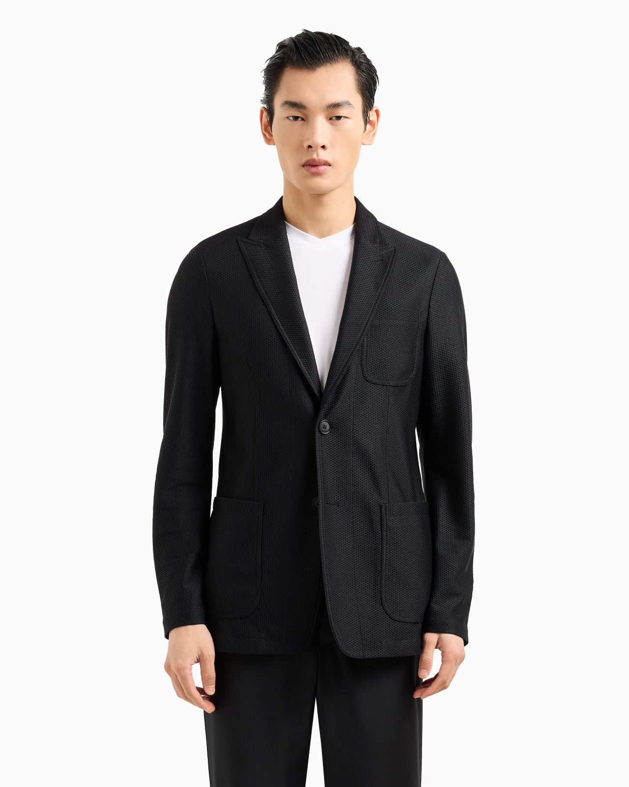 Icon single-breasted jacket in technical waffle fabric - 4