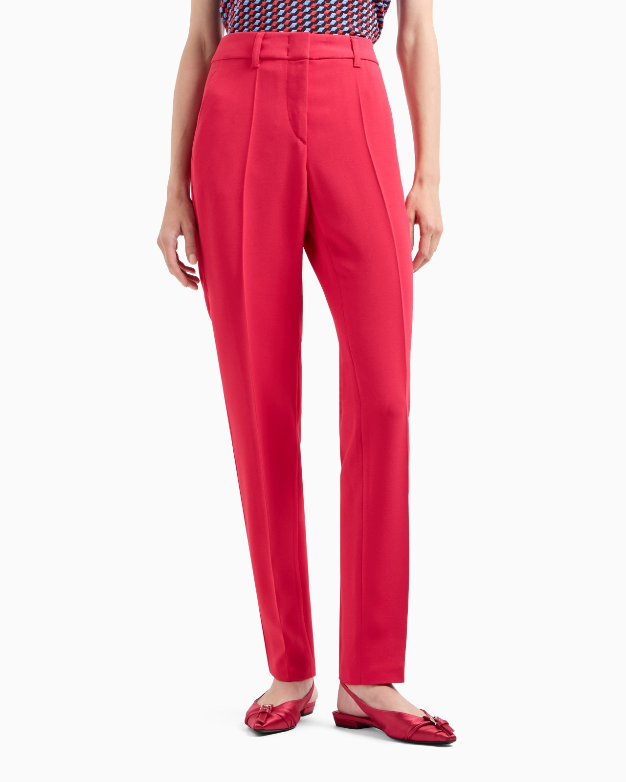 Cady crêpe trousers with belt loops and rib - 2