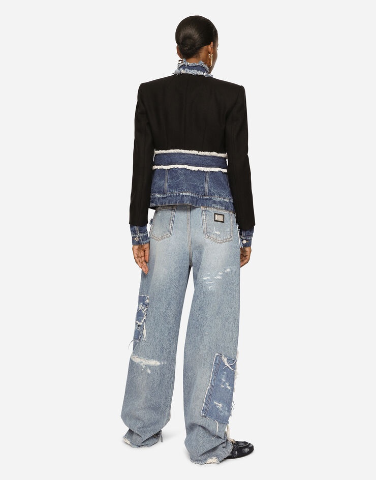 Patchwork denim jeans with ripped details - 3