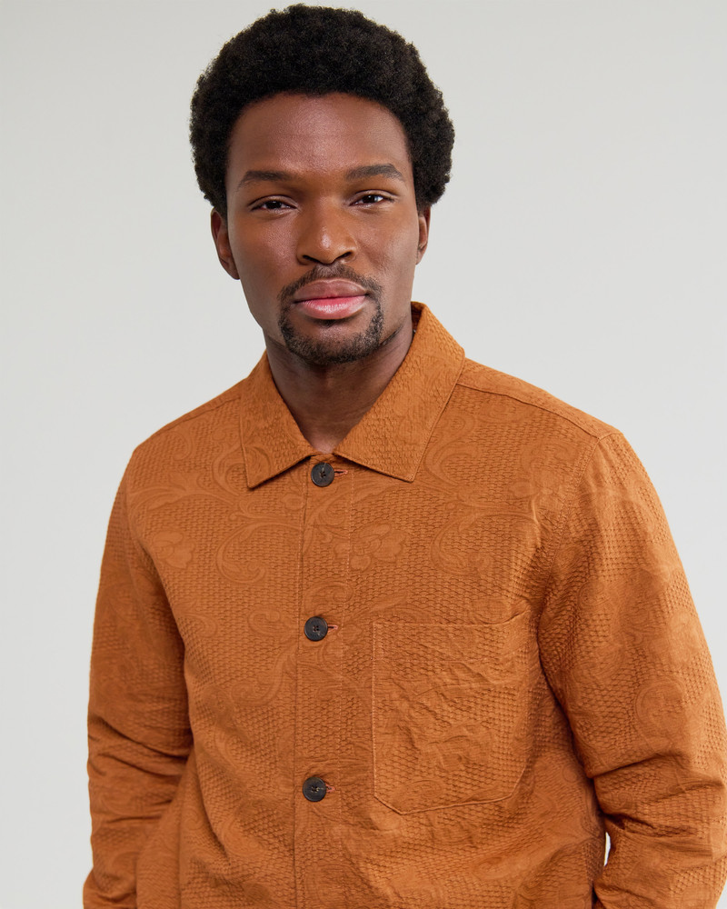 Rockley - Rust Honeycomb Jacquard Overshirt 4