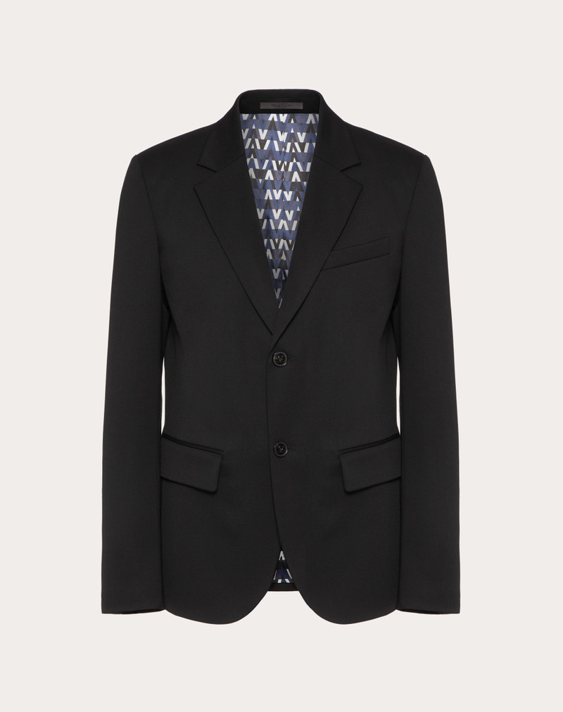 SINGLE-BREASTED JACKET WITH OPTICAL VALENTINO PRINT LINING 1