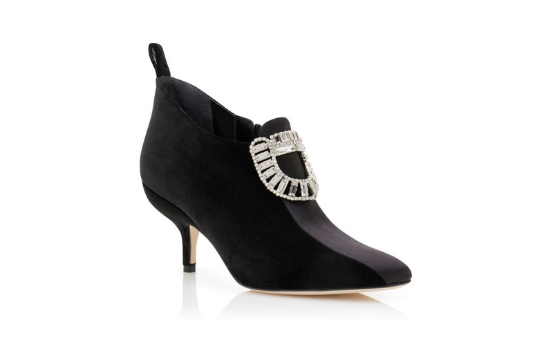 Black Velvet Embellished Ankle Boots 3