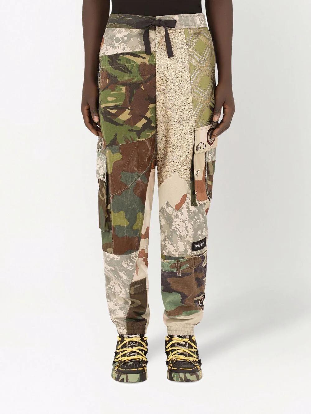 multi-print patchwork cargo trousers - 3