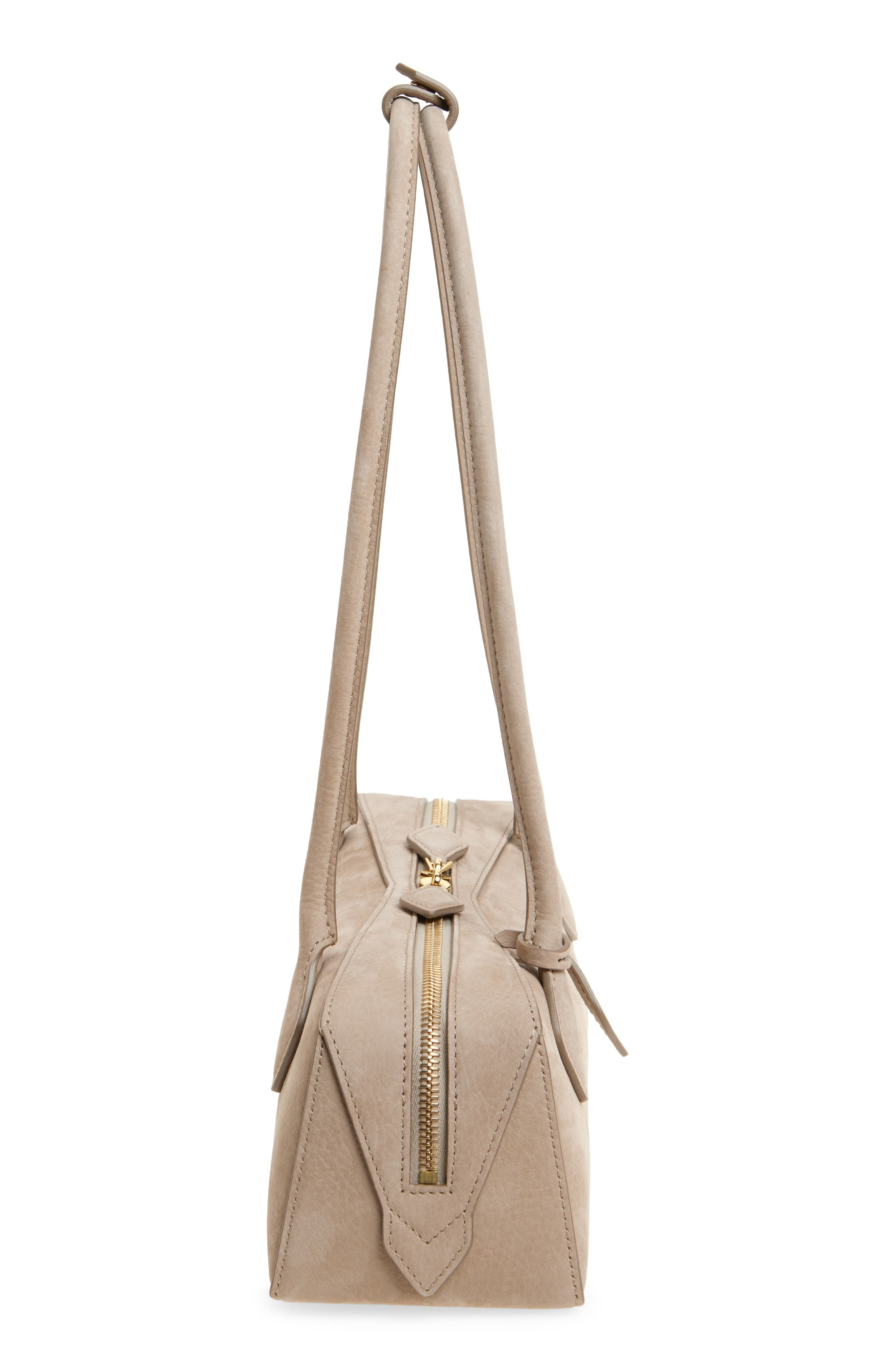 Alaïa Medium Le Teckel Suede East/West Shouder Bag in Grege at Nordstrom - 4