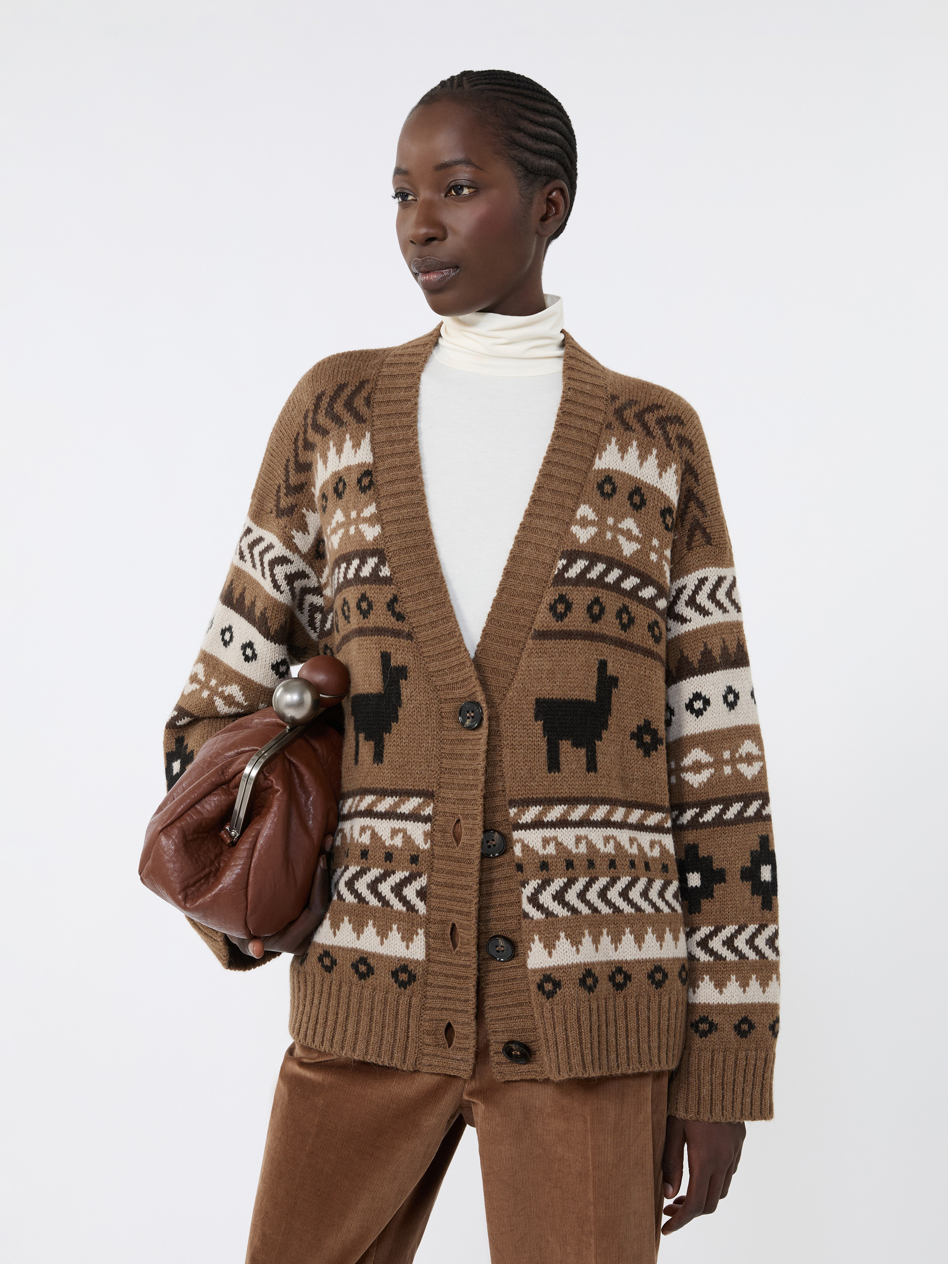 OVATTA Wool and alpaca jacquard cardigan - 5