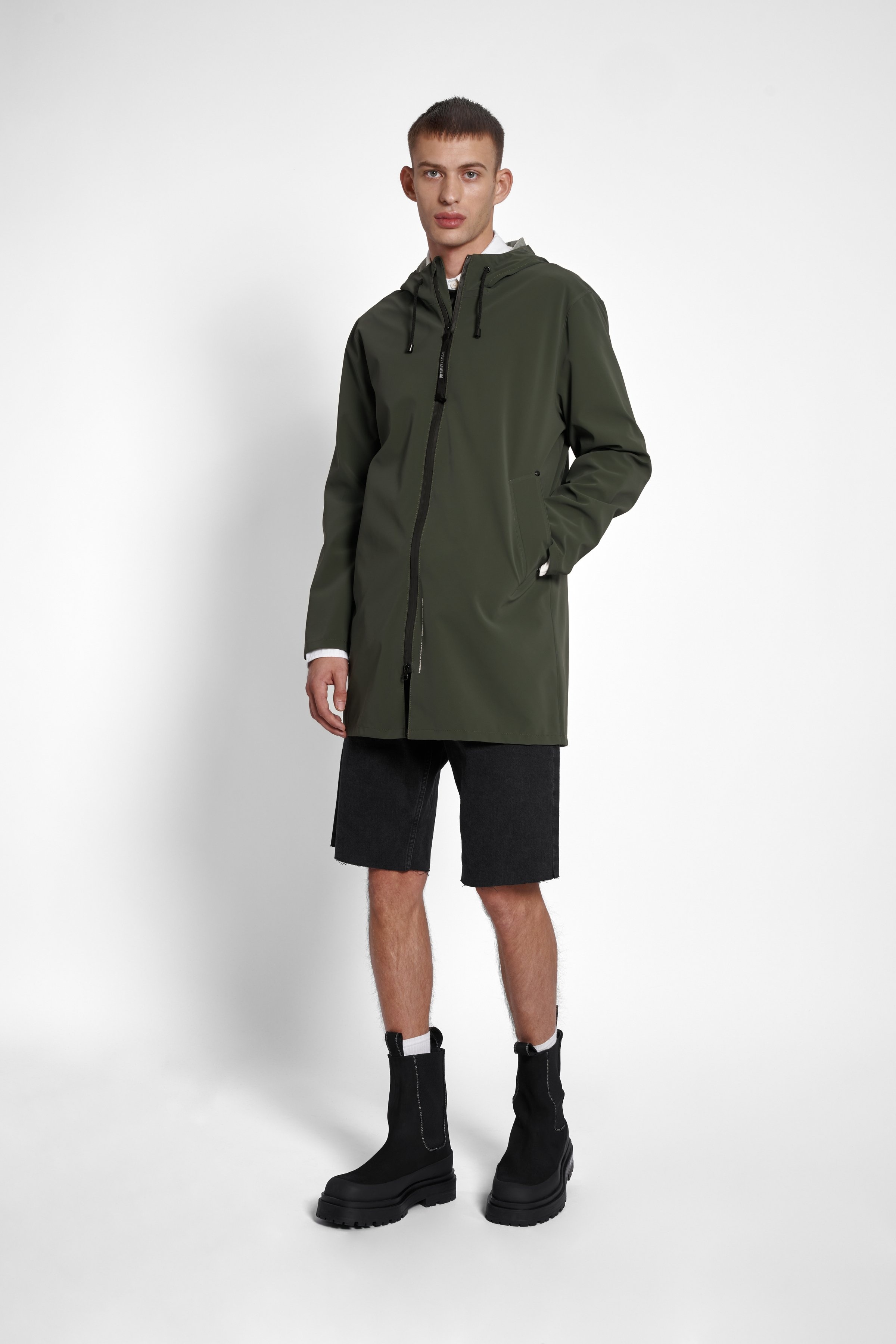 Stockholm Lightweight Matte Zip Raincoat Green - 2