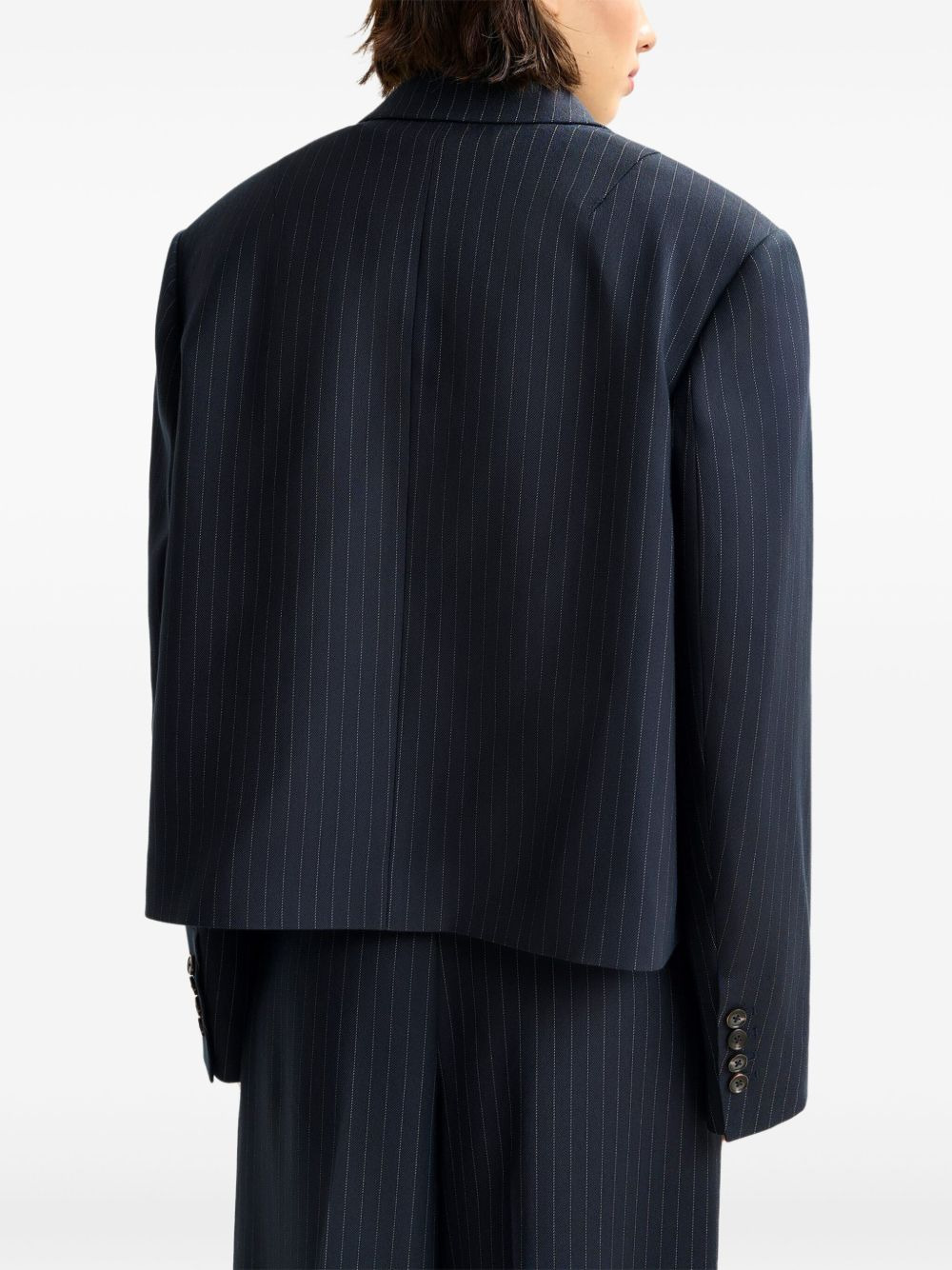 pinstripe double-breasted blazer - 3