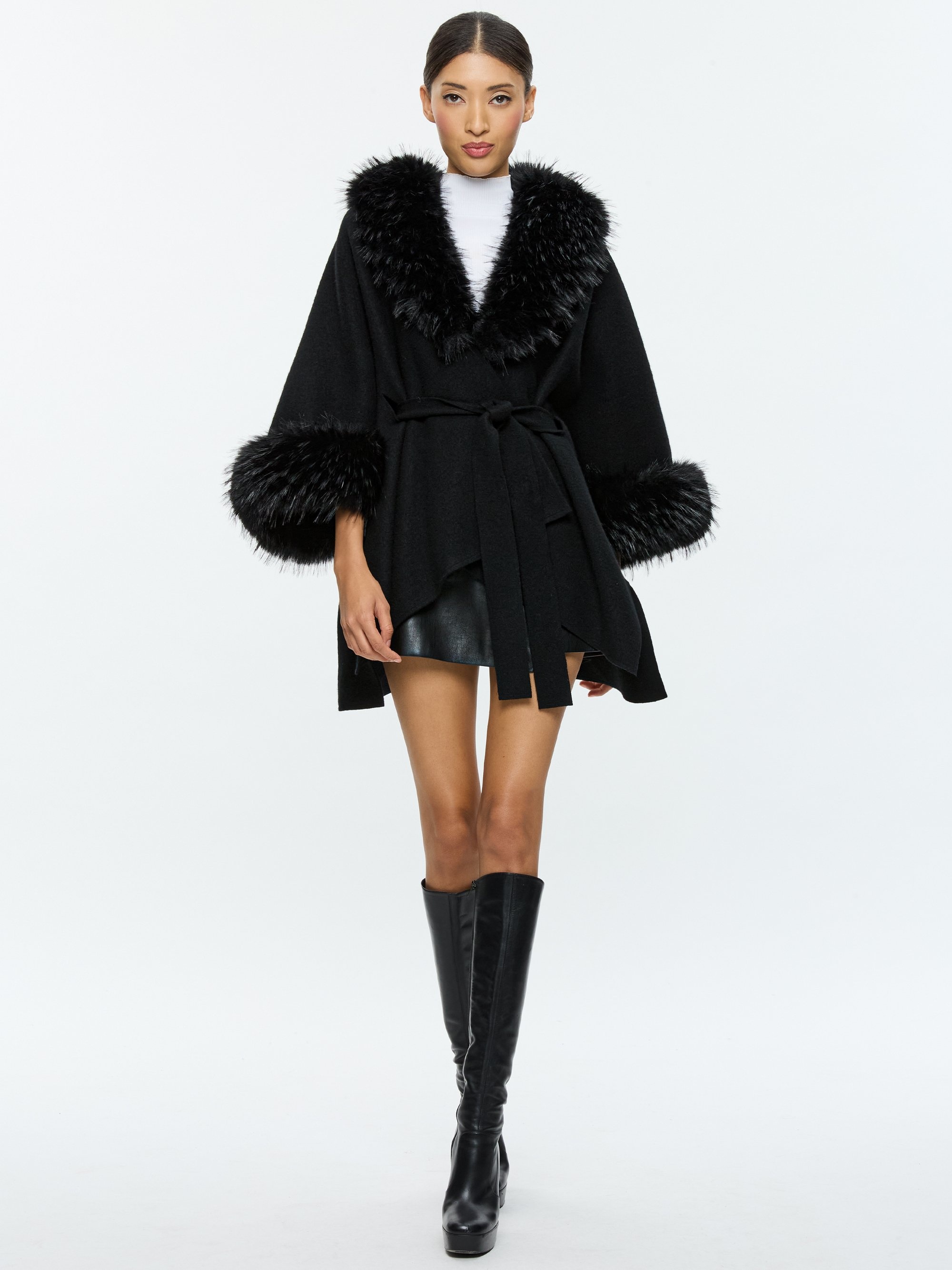 JOANNE SWEATER COAT WITH FAUX FUR TRIM - 3