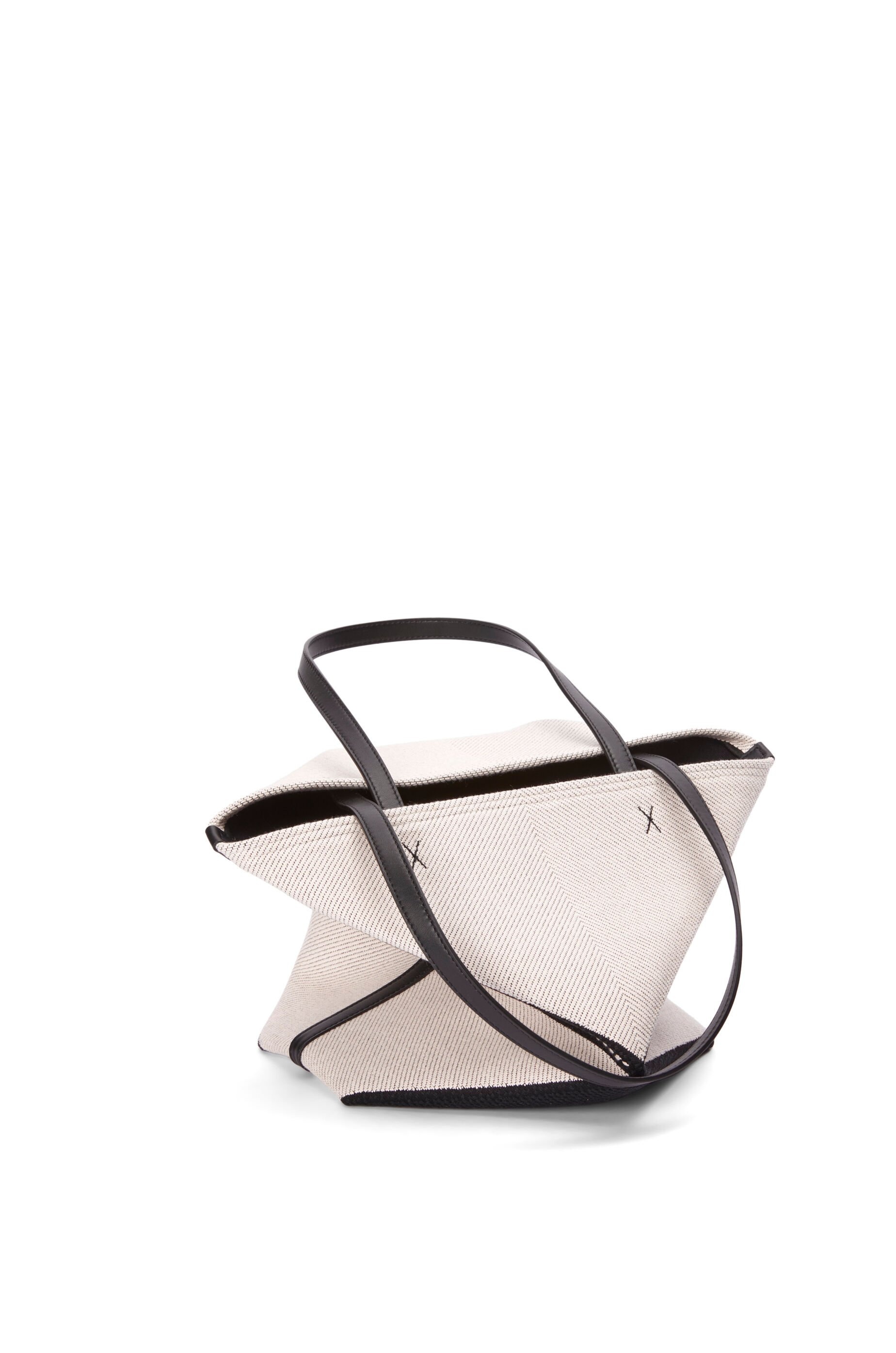 Medium Puzzle Fold tote in canvas jacquard and calfskin - 3