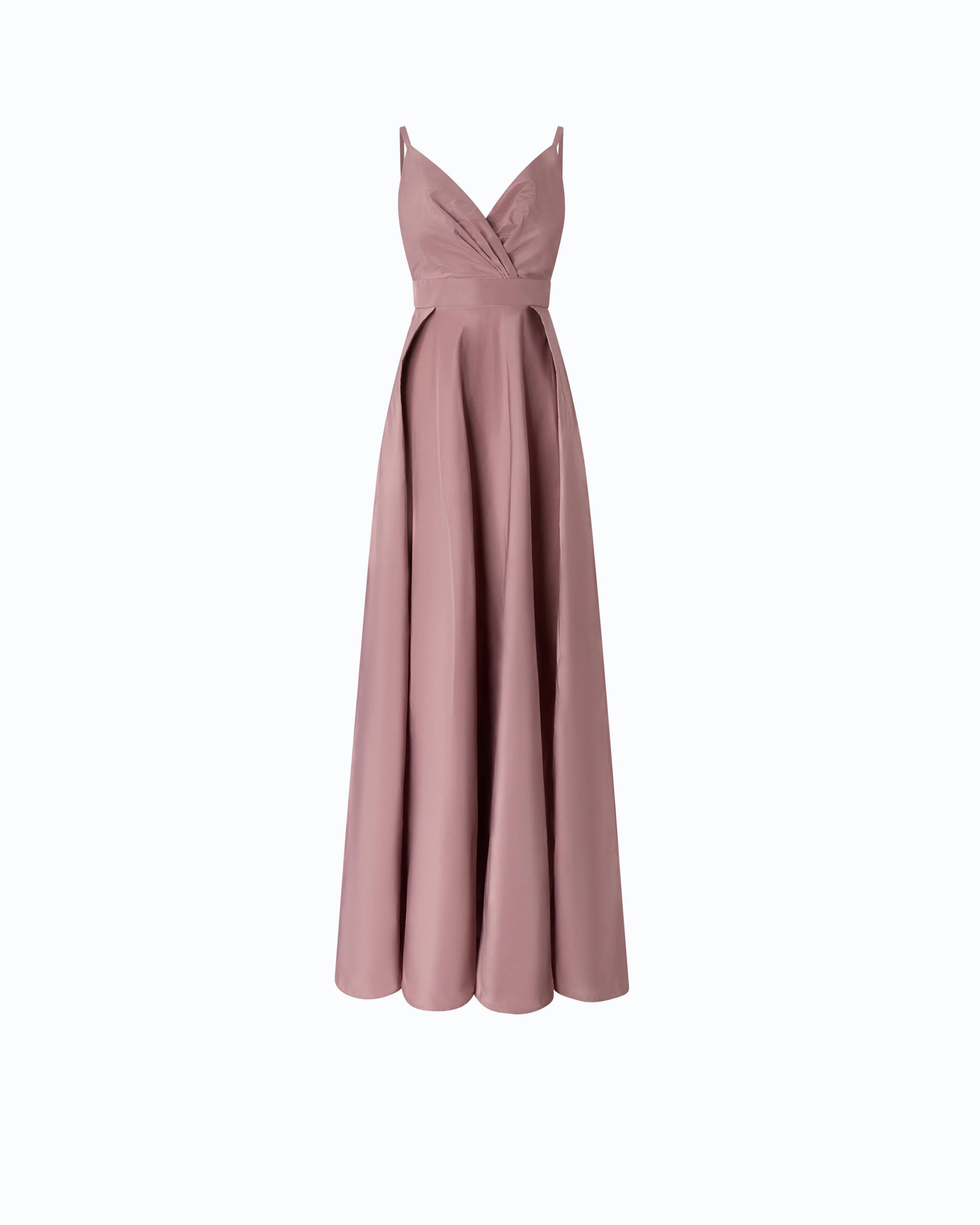 LONG TAFFETA DRESS WITH SLIT - 1