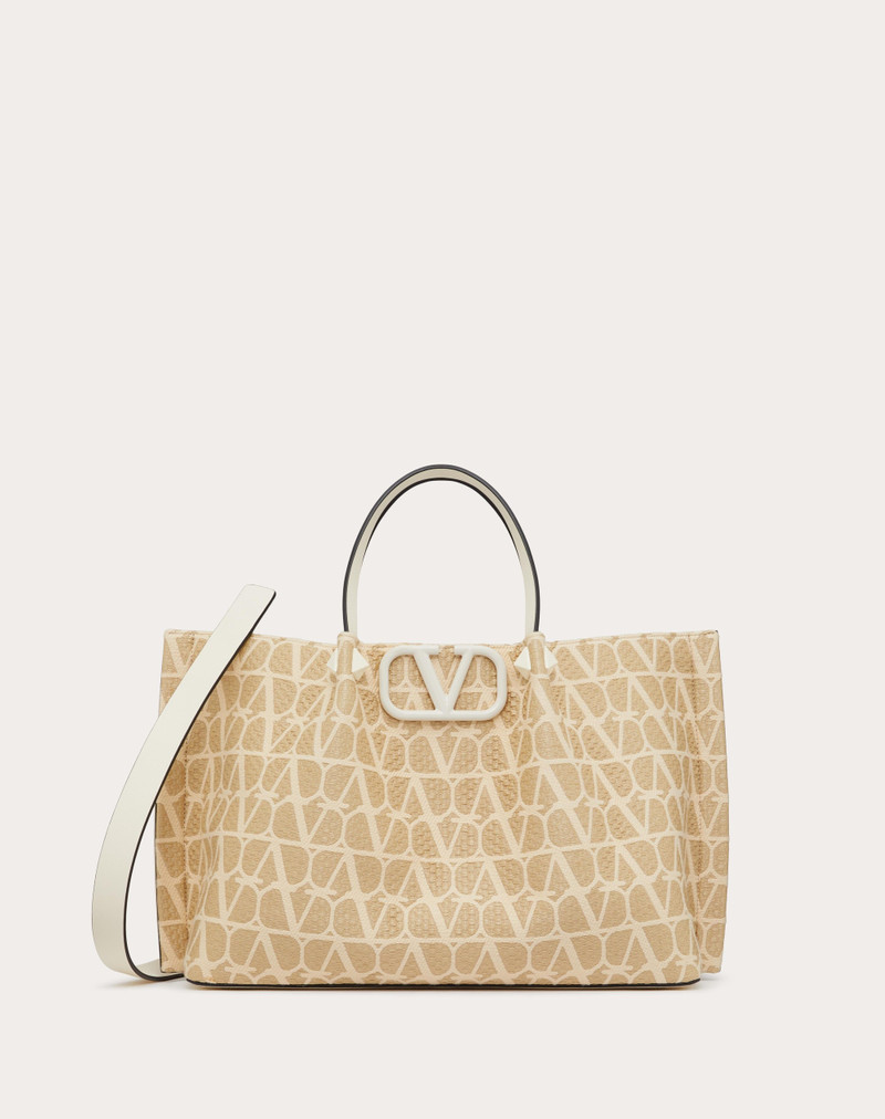 MEDIUM TOILE ICONOGRAPHE RAFFIA SHOPPING BAG - 1