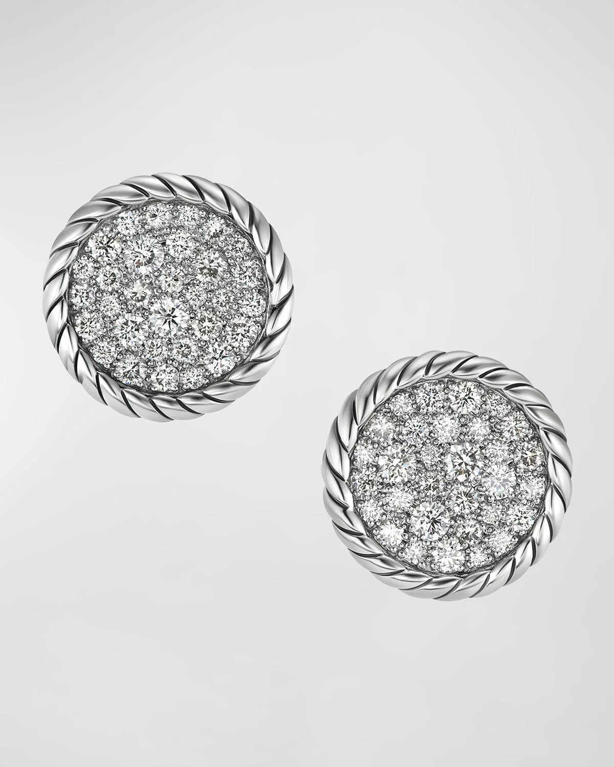 Elements Earrings with Diamonds in Silver, 0.5" - 1