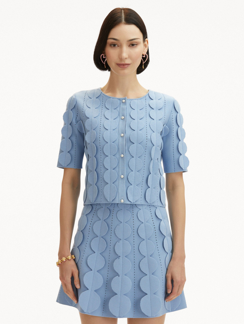 Oscar de la Renta GEOMETRIC CIRCLE CROPPED CARDIGAN outlook