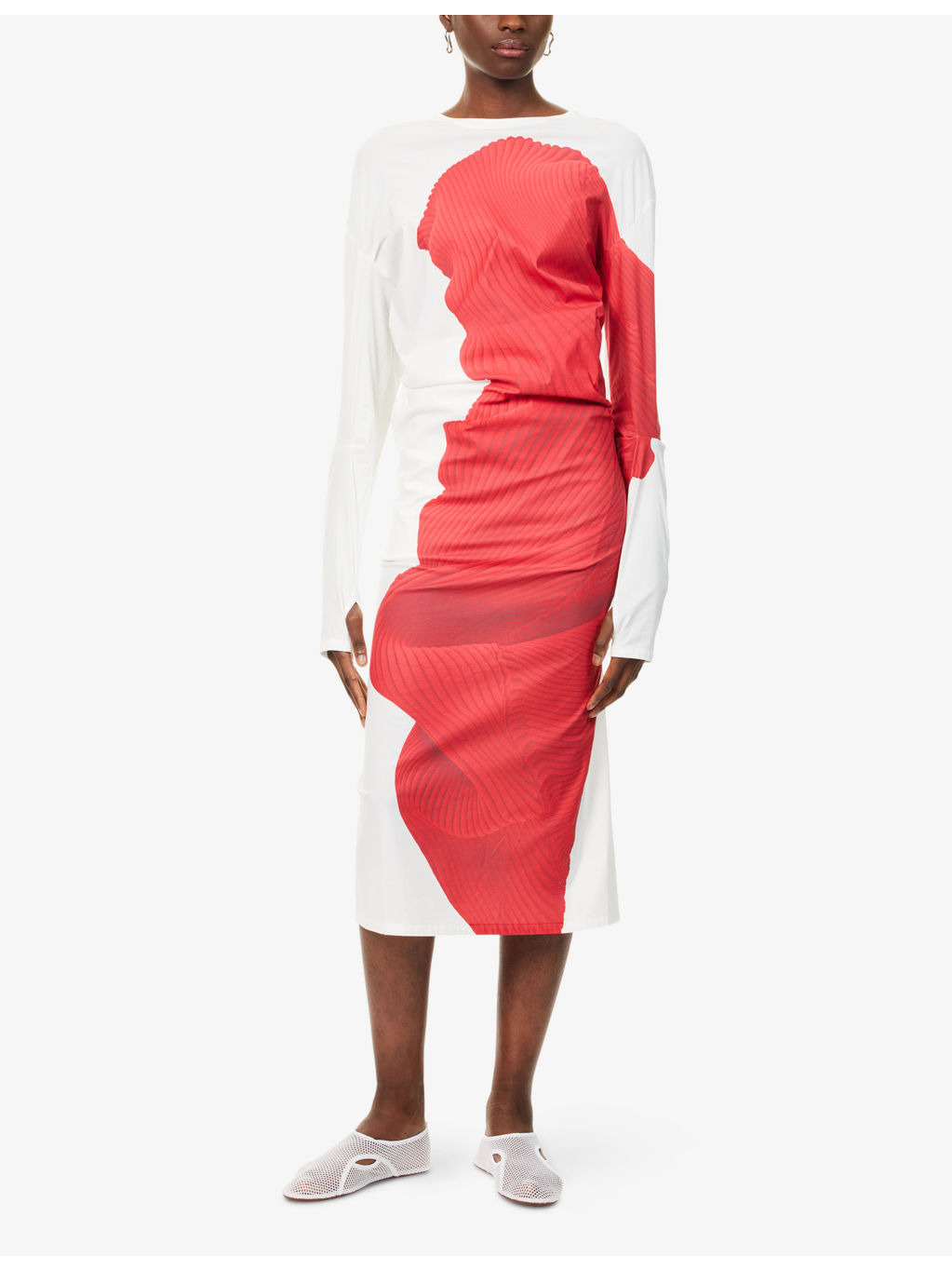 Knit (As Represented) Long-Sleeve Cotton-Blend Maxi Dress - 3
