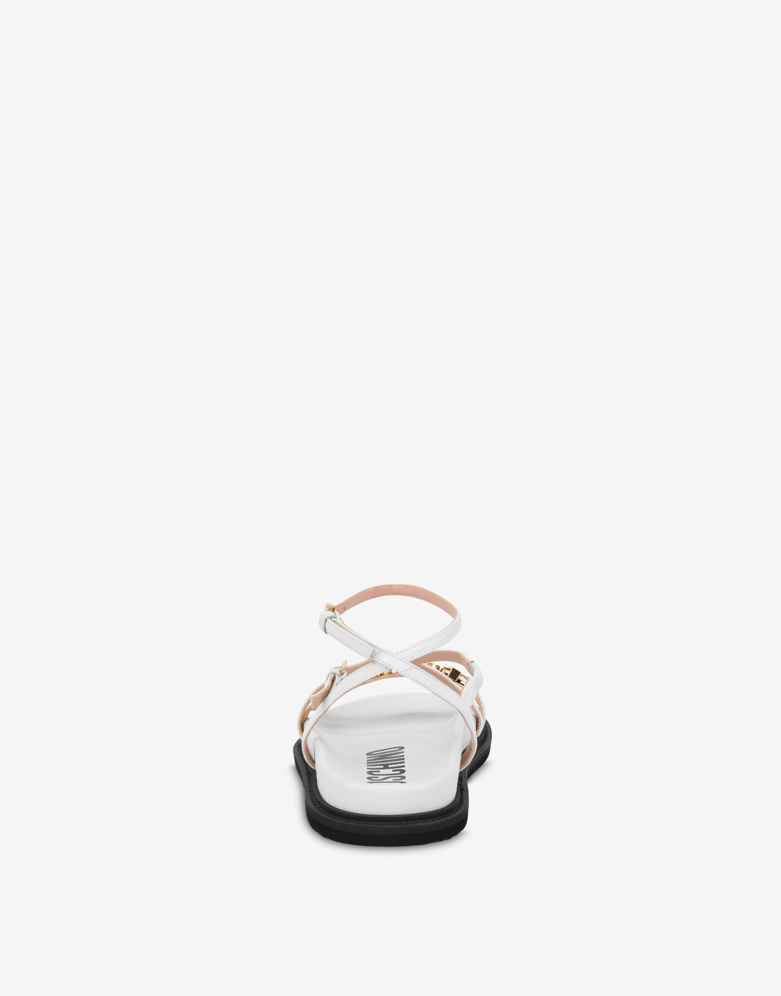 LETTERING LOGO CALFSKIN FLAT SANDALS - 3