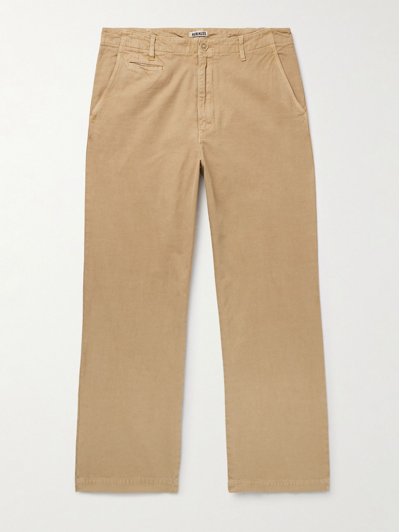 Straight-Leg Cotton-Twill Trousers Neutral 1