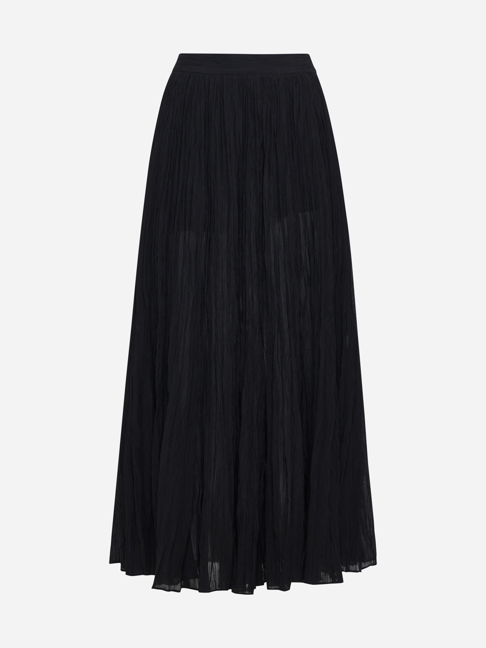 Cotton-blend pleated long skirt - 1