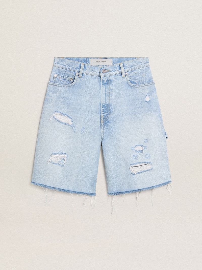Women's Bermuda shorts in lived-in effect denim 1