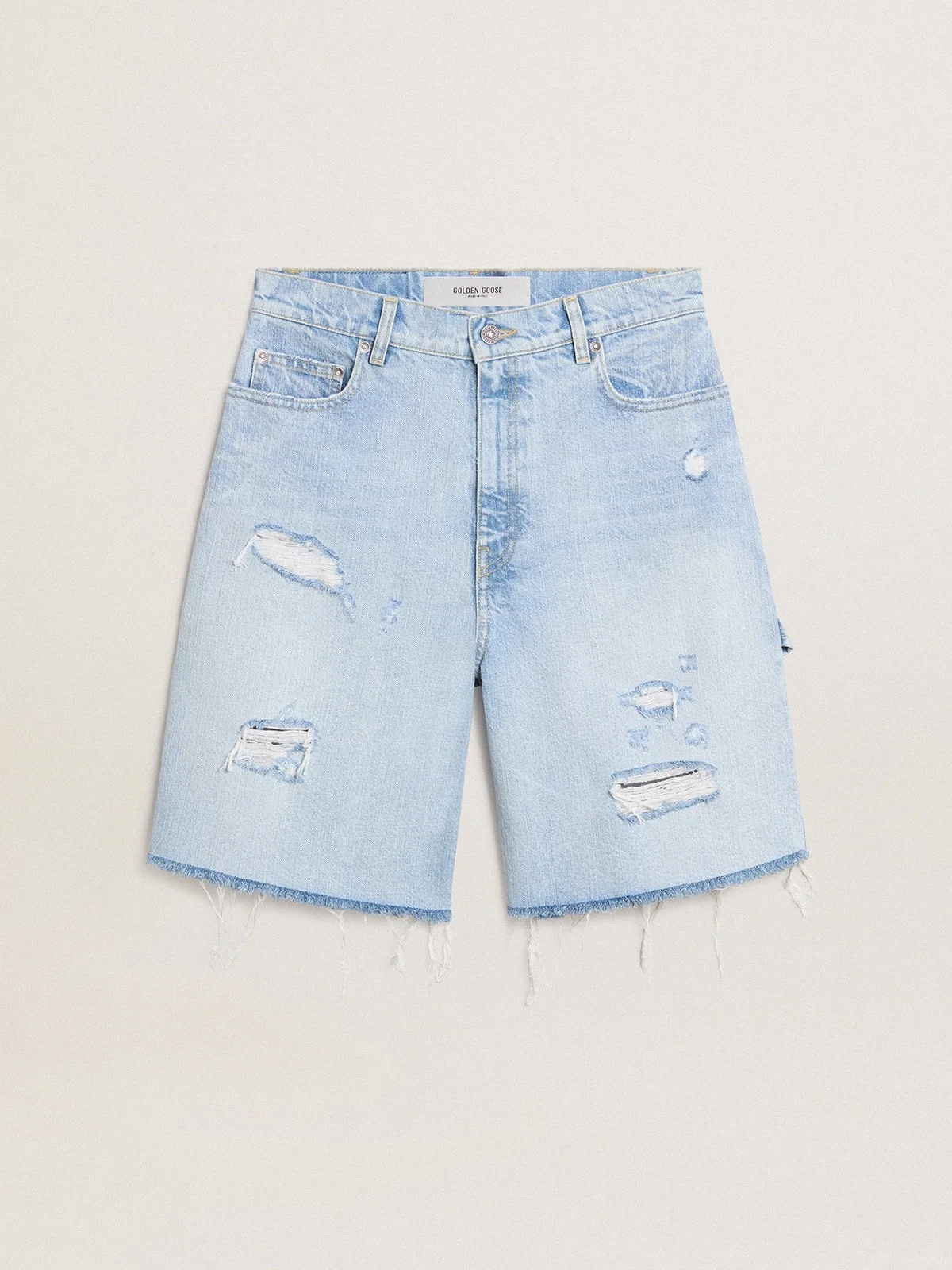Women's Bermuda shorts in lived-in effect denim - 1