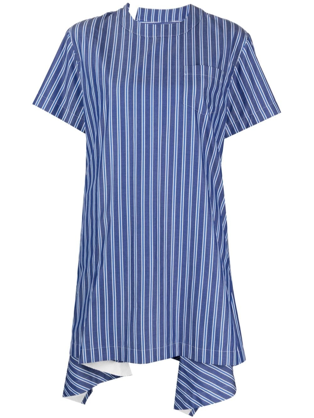 striped short-sleeve cotton minidress - 1