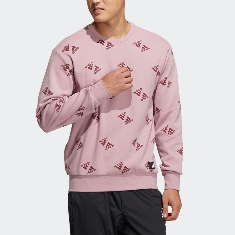 adidas Fi Bp1 Aop Swt Full Print Sports Round Neck Pullover Couple Style Pink HE7449 - 2