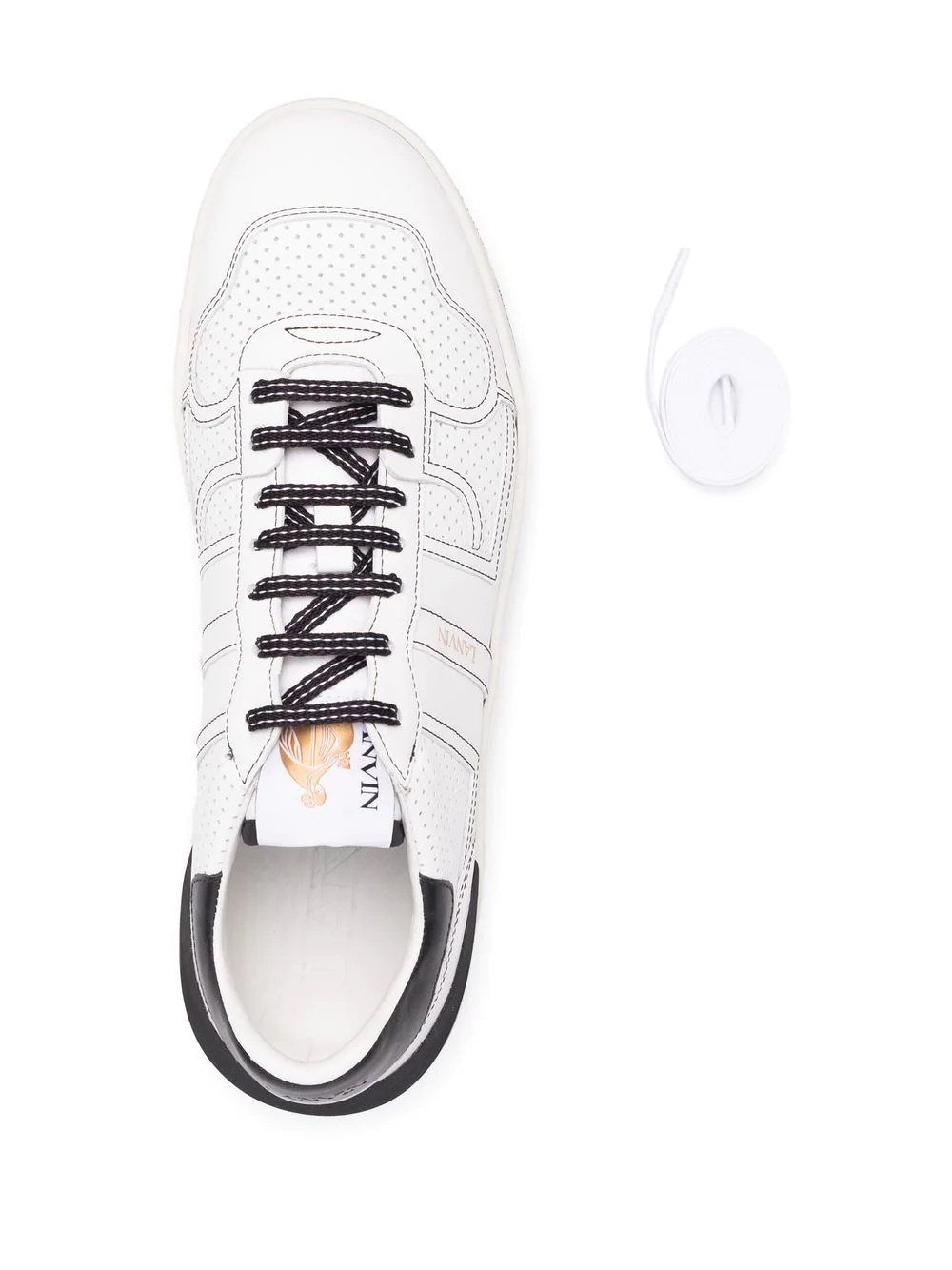 perforated-panel leather sneakers - 4
