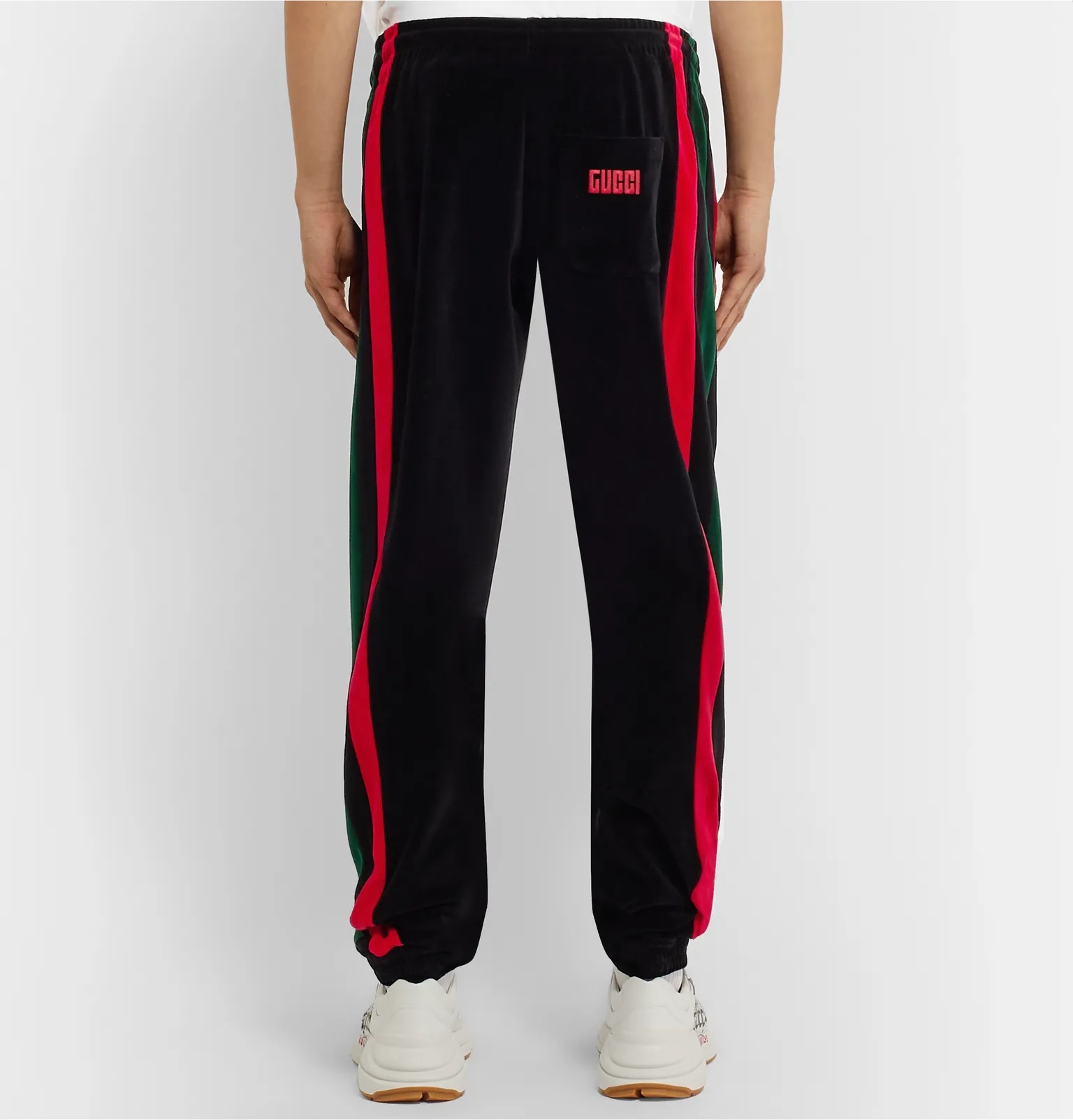 Tapered Striped Cotton-Blend Velour Sweatpants - 5