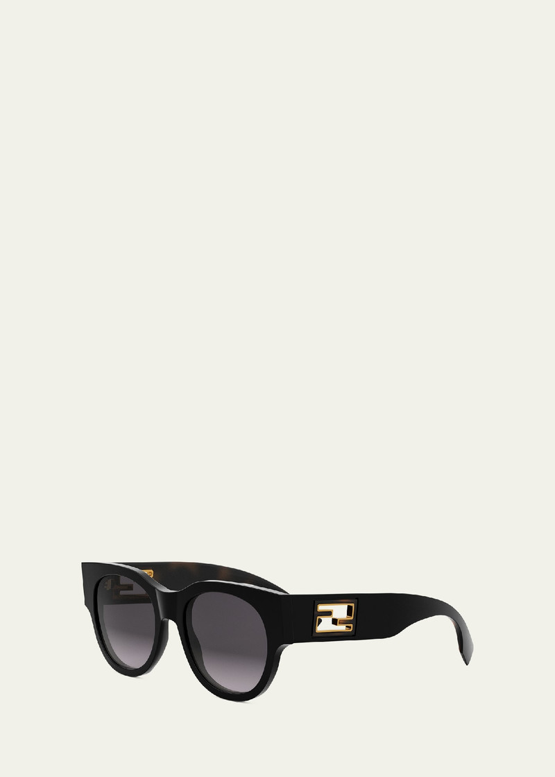 FENDI Baguette Logo Round Acetate Sunglasses outlook