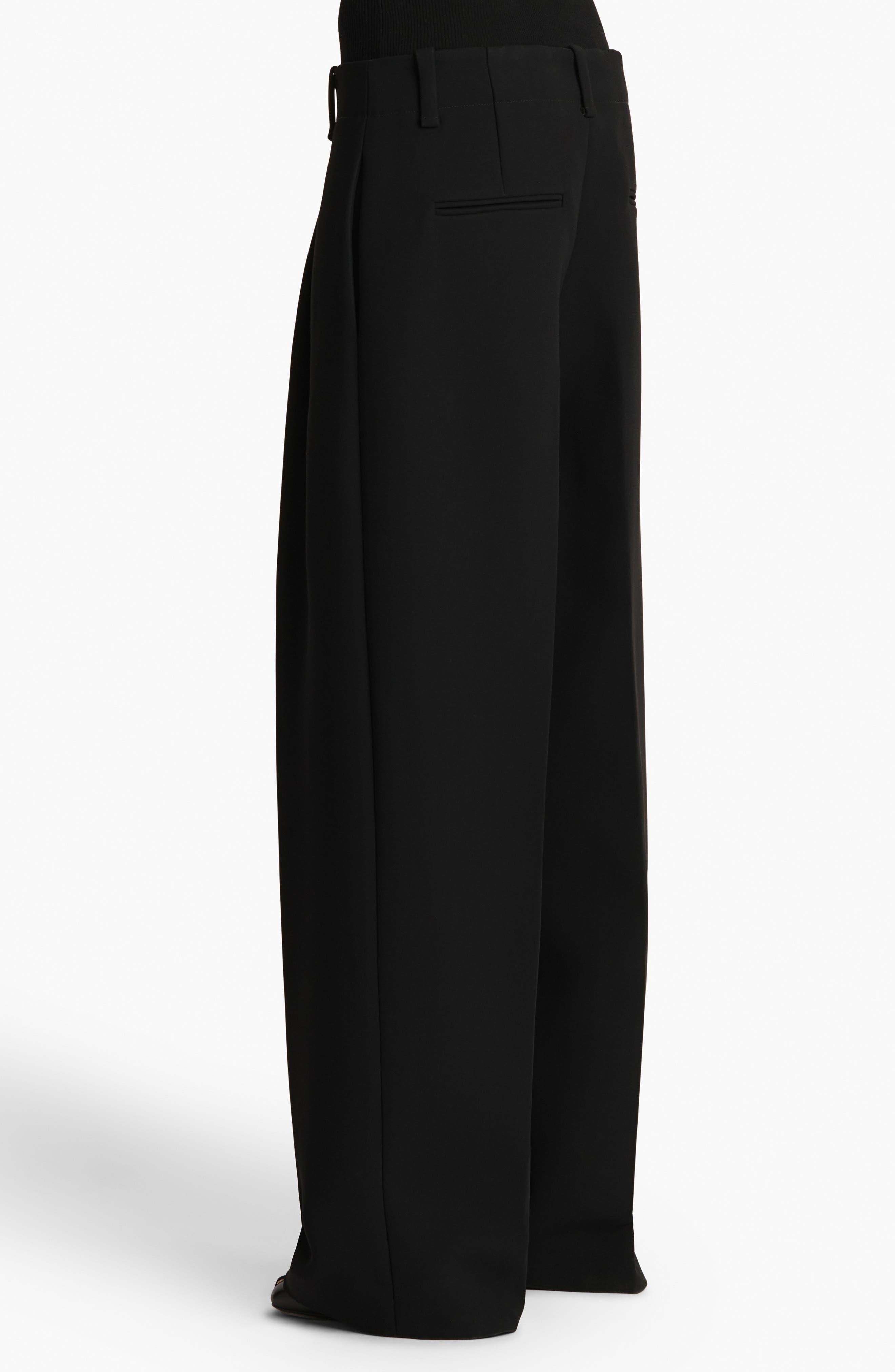 Khaite Lenton Pleated Straight Leg Pants in Black at Nordstrom - 2