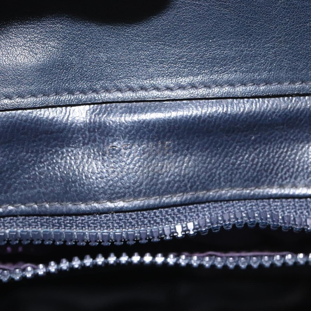CELINE Macadam Canvas Shoulder Bag Leather Navy Gold - 15