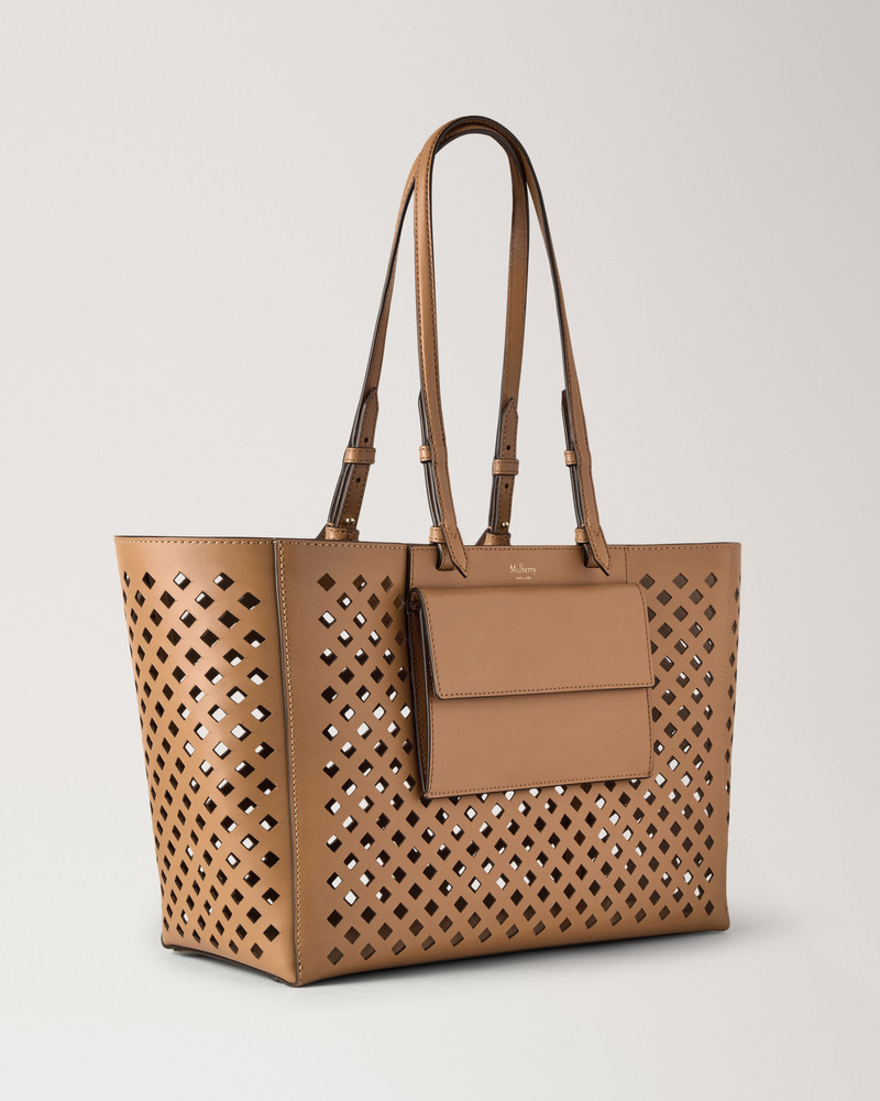 Perforated Tote Toffee Perforated Leather 3
